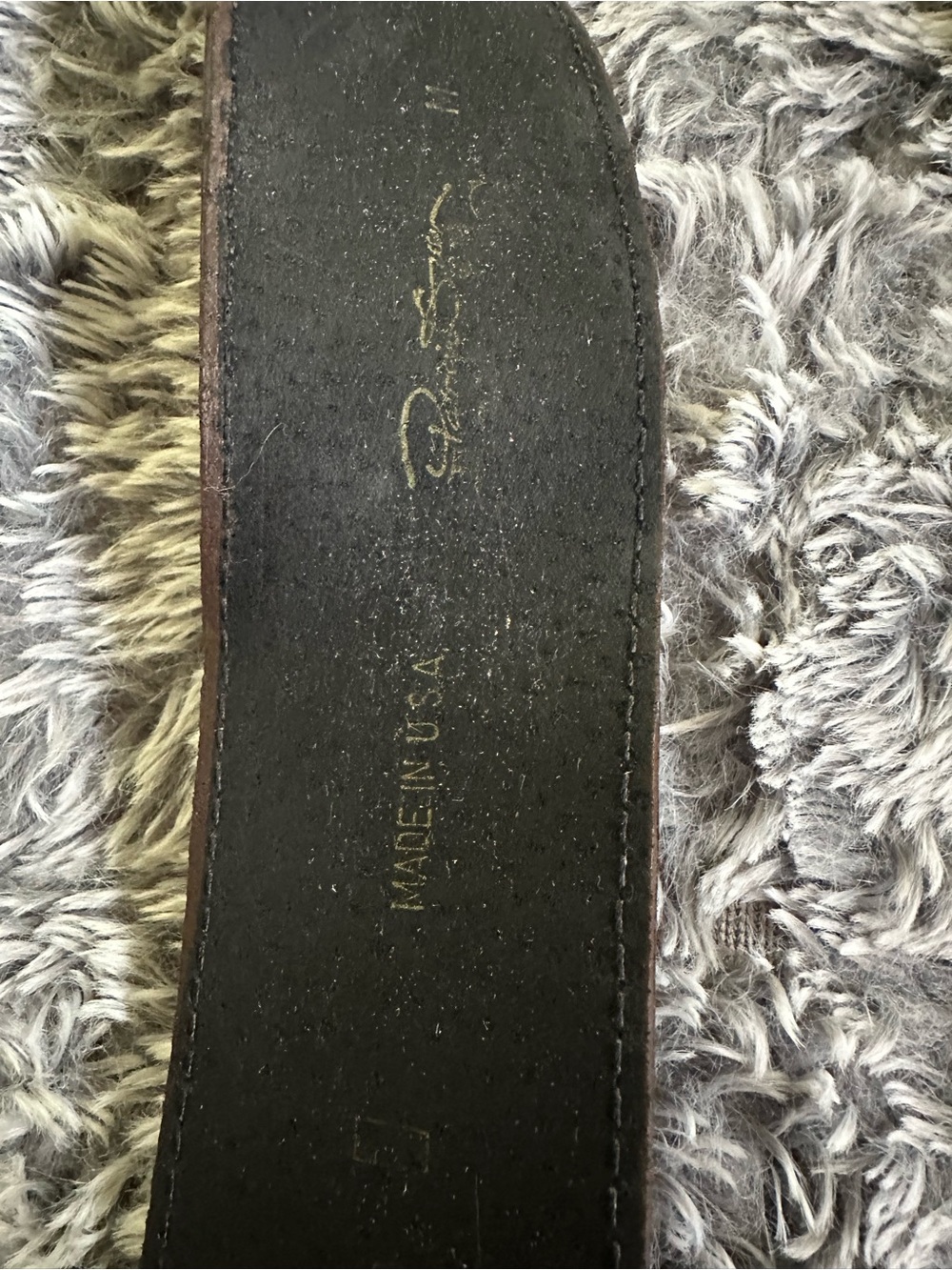 Paloma Picasso Black Leather Belt with Brown Trim and Gold Logo